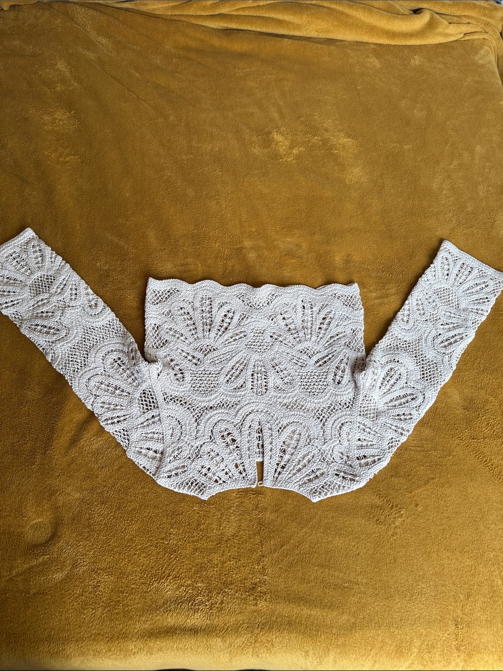 Sezane Olie S Ecru Crochet Lace Blouse - Picture 4 of 4